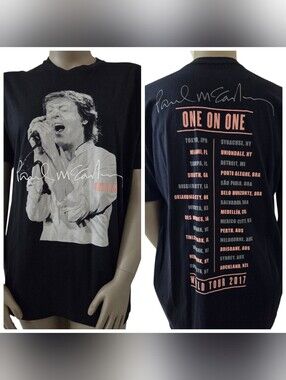 PAUL MCCARTNEY Double-Sided One on One 2017 Concert Tour T-Shirt XL Black NEW